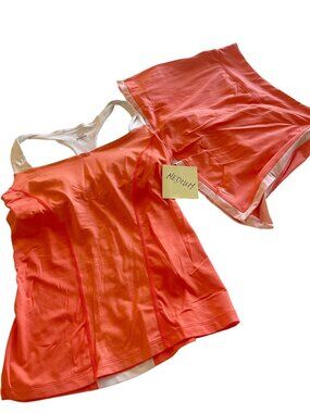 Nike Womens Medium Coral Dri-Fit Athletic tennis Tank Top & Skort Set